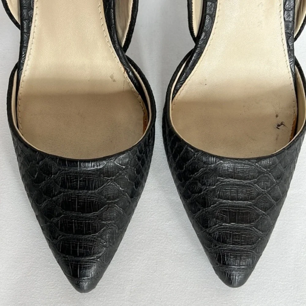 MIA Snakeskin Casual Pumps Stilettos Black Office Heels Shoes‎ Size 8
